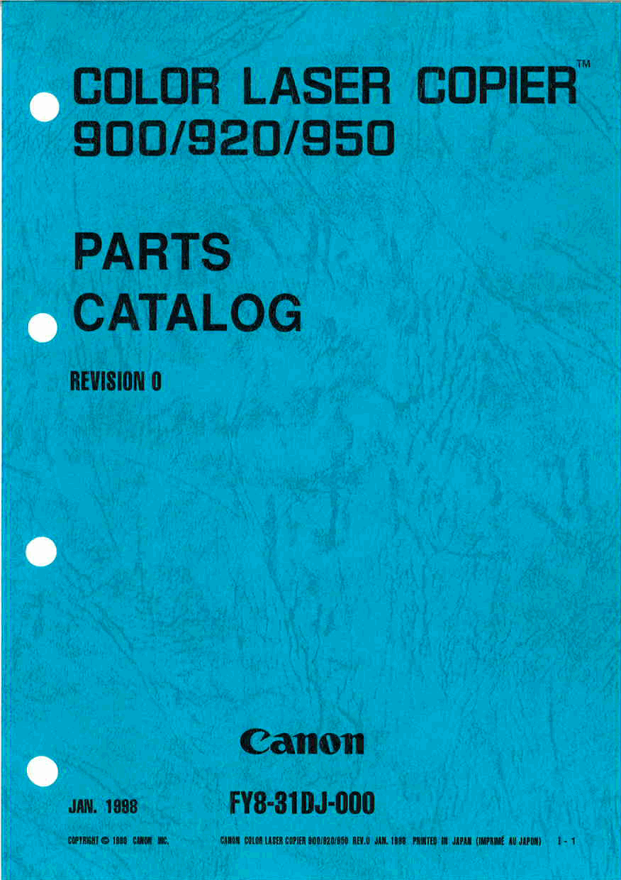 Canon ColorLaserCopier CLC-900 920 950 Parts Catalog Manual-1